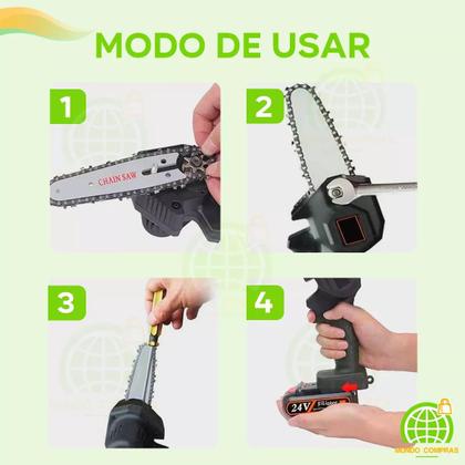 Imagem de Corte com Precisão: Motosserra Elétrica Bateria Recarregável Mini para Poda de Galhos