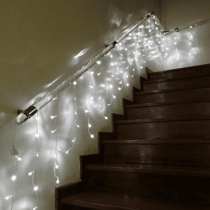 Imagem de Cortina 120 Led Fosco C/Fio Branco Decoração Enfeite 4x0,6m
