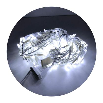 Imagem de Cortina 120 Led Fosco C/Fio Branco Decoração Enfeite 4x0,6m