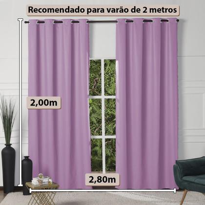 Imagem de Cortina 2,80x2,00 Lilás Porta Quarto Sala Blackout PVC