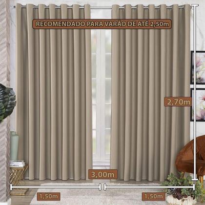 Imagem de Cortina 3 Metros Blackout De Tecido Sala Quarto Para Varão Simples