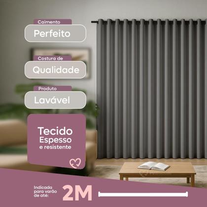 Imagem de Cortina 3 Metros Tecido Oxford Grosso 3,00 X 2,50 Largura Pra Quarto Sala Janela Varão Simples Premium