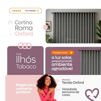 Imagem de Cortina 3 Metros Tecido Oxford Grosso 3,00 X 2,50 Largura Pra Quarto Sala Janela Varão Simples Premium