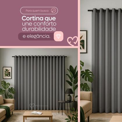 Imagem de Cortina 3 Metros Tecido Oxford Grosso 3,00 X 2,50 Largura Pra Quarto Sala Janela Varão Simples Premium