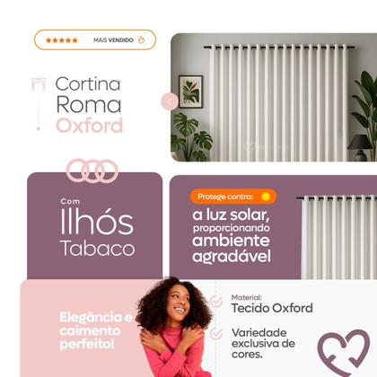 Imagem de Cortina 3 Metros Tecido Oxford Grosso 3,00 X 2,50 Largura Pra Quarto Sala Janela Varão Simples Premium