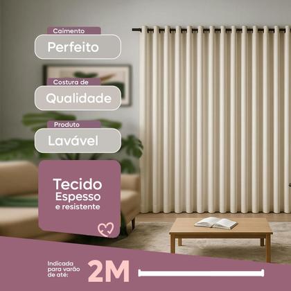 Imagem de Cortina 3 Metros Tecido Oxford Grosso 3,00 X 2,50 Largura Pra Quarto Sala Janela Varão Simples Premium