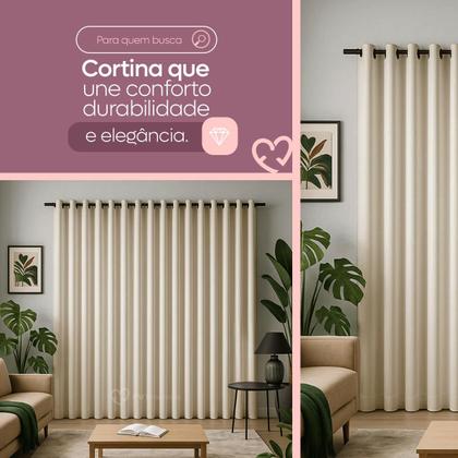 Imagem de Cortina 3 Metros Tecido Oxford Grosso 3,00 X 2,50 Largura Pra Quarto Sala Janela Varão Simples Premium