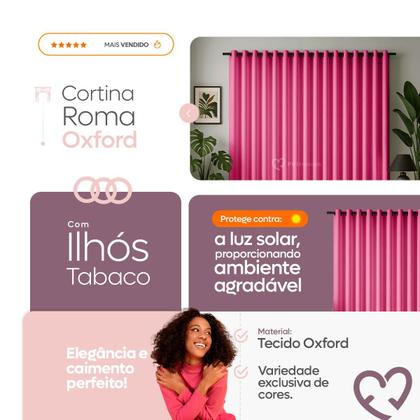 Imagem de Cortina 3 Metros Tecido Oxford Grosso 3,00 X 2,50 Largura Pra Quarto Sala Janela Varão Simples Premium