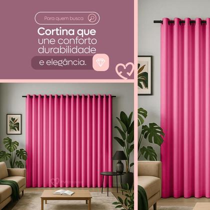 Imagem de Cortina 3 Metros Tecido Oxford Grosso 3,00 X 2,50 Largura Pra Quarto Sala Janela Varão Simples Premium