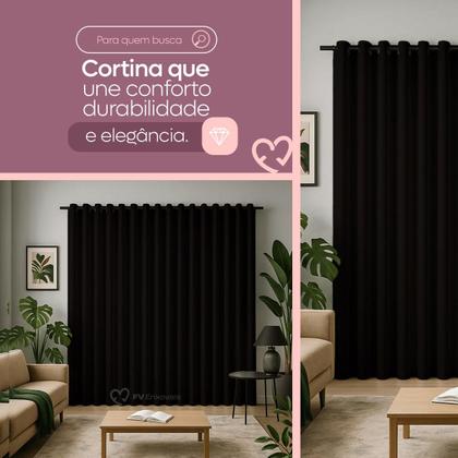 Imagem de Cortina 3 Metros Tecido Oxford Grosso 3,00 X 2,50 Largura Pra Quarto Sala Janela Varão Simples Premium