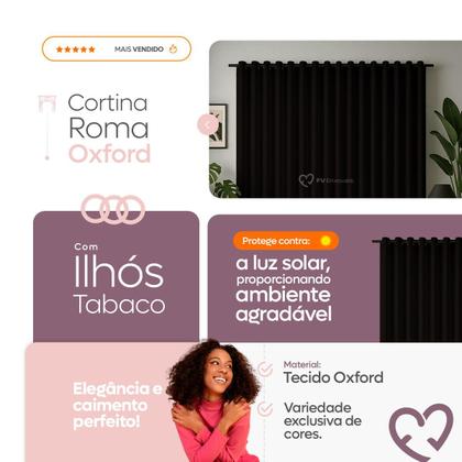 Imagem de Cortina 3 Metros Tecido Oxford Grosso 3,00 X 2,50 Largura Pra Quarto Sala Janela Varão Simples Premium