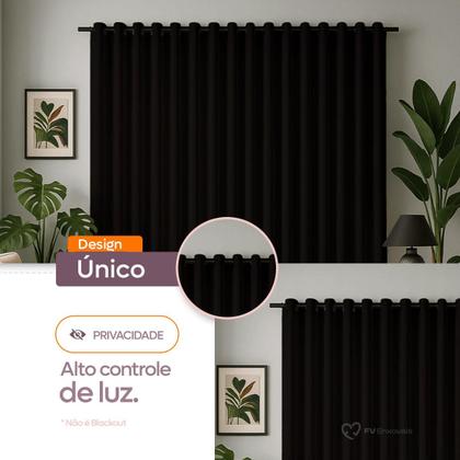 Imagem de Cortina 3 Metros Tecido Oxford Grosso 3,00 X 2,50 Largura Pra Quarto Sala Janela Varão Simples Premium