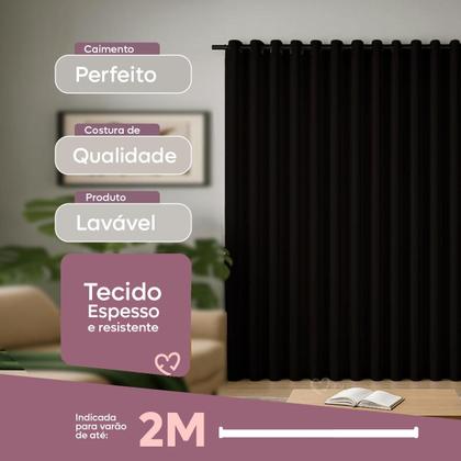 Imagem de Cortina 3 Metros Tecido Oxford Grosso 3,00 X 2,50 Largura Pra Quarto Sala Janela Varão Simples Premium