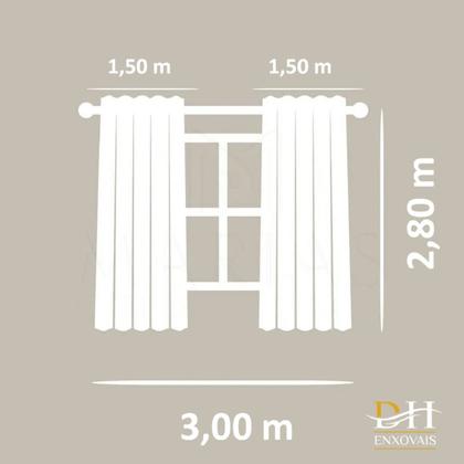 Imagem de Cortina 3,00 x 2,80 Voil Flame com Forro Blackout Várias Cores