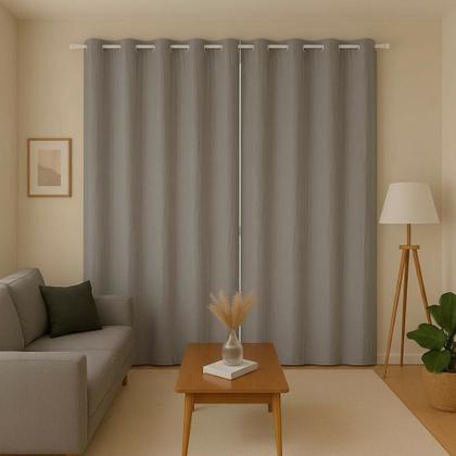 Imagem de Cortina 3,00x2,20 Quarto Sala Escritorio Cinza