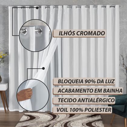 Imagem de Cortina 4 Metros Blackout De Tecido Com Voil 4,00x2,70