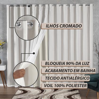 Imagem de Cortina 4 Metros Blackout De Tecido Com Voil 4,00x2,70