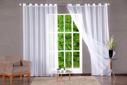 Imagem de Cortina 4 Metros Decorativa Voil Branco 4x2,50 Para Varão Simples