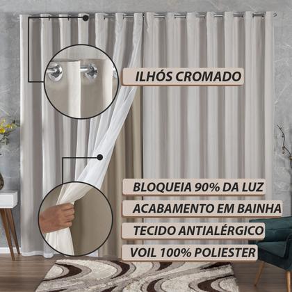 Imagem de Cortina 5 Metros Blackout De Tecido Com Voil 5,00x2,70