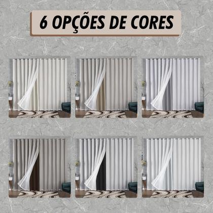 Imagem de Cortina 5 Metros Blackout De Tecido Com Voil 5,00x2,70
