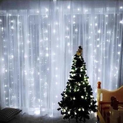 Imagem de Cortina 500 Led 4,0m x 2,2m Fixo Branco Frio Decor Festa Casa Natal 110V