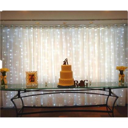 Imagem de Cortina 500 Led 4,0m x 2,2m Fixo Branco Frio Decor Festa Casa Natal 110V