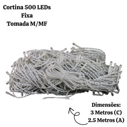 Imagem de Cortina 500 leds fixa tomada mf 127v