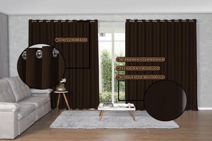 Imagem de Cortina 6 Metros Blackout De Tecido Blecaute Sala Quarto 6,00x2,70