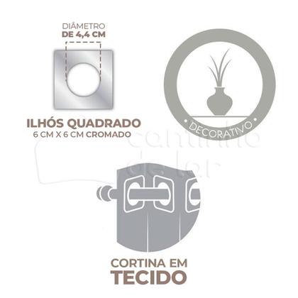 Imagem de Cortina 6 Metros Branca e Palha De Voil Com Forro Tecido Microfibra