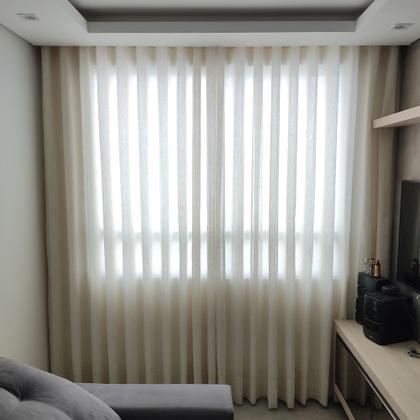 Imagem de Cortina Alto Padrão De Linho Com Microfibra Varão Trilho Suiço 4,00x2,60