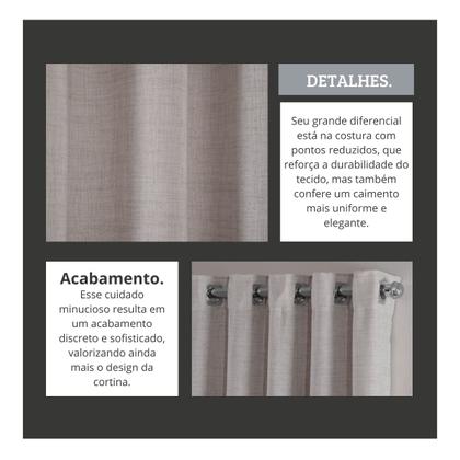 Imagem de Cortina Bege Linhão Premium Importado 3,00x2,60 Sala Quarto