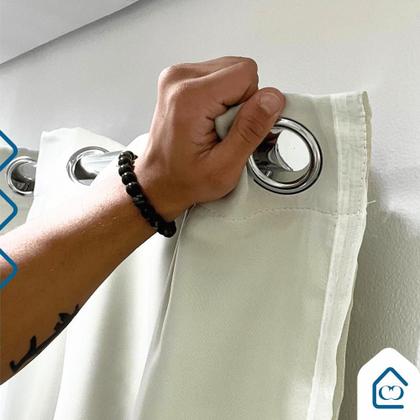 Imagem de Cortina Blackout 2,80 x 1,80 Com Voil Para Sala Quarto Escritoriol Tecido Forro Corta Luz Grosso Ilhós Cromados