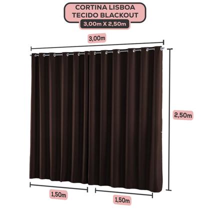 Imagem de Cortina Blackout 3,00 x 2,50 Tecido Grosso Blecaute 3 Metros Corta Luz 100% Janela Quarto Sala Varao