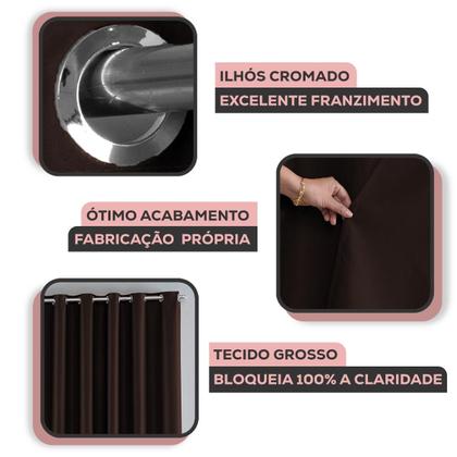 Imagem de Cortina Blackout 3,00 x 2,50 Tecido Grosso Blecaute 3 Metros Corta Luz 100% Janela Quarto Sala Varao