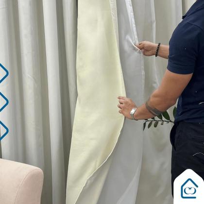 Imagem de Cortina Blackout 4,00 x 2,80 Com Voil Para Sala Quarto Escritoriol Tecido Forro Corta Luz Grosso Ilhós Cromados