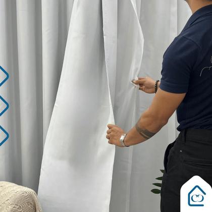 Imagem de Cortina Blackout 4,00 x 2,80 Com Voil Para Sala Quarto Escritoriol Tecido Forro Corta Luz Grosso Ilhós Cromados