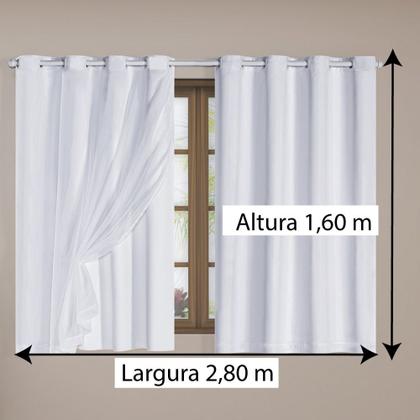 Imagem de Cortina Blackout Blecaute Corta Luz para Sala Quarto com Tecido Voil  2,80 M X 1,60 M