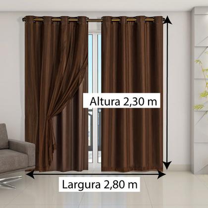 Imagem de Cortina Blackout Blecaute Corta Luz para Sala Quarto com Tecido Voil 2,80 M X 2,30 M