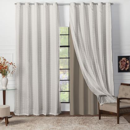 Imagem de Cortina Blackout Blecaute Longa Tecido com Voal Xadrez 5m