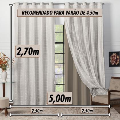 Imagem de Cortina Blackout Blecaute Longa Tecido com Voal Xadrez 5m