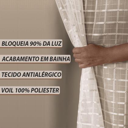 Imagem de Cortina Blackout Blecaute Longa Tecido com Voal Xadrez 5m