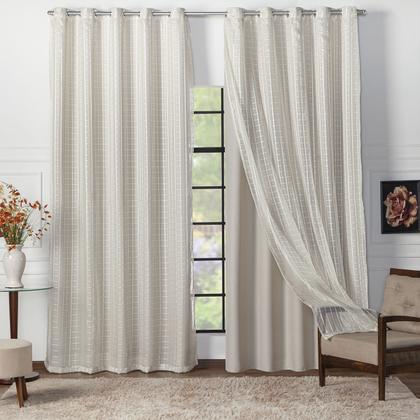 Imagem de Cortina Blackout Blecaute Longa Tecido com Voal Xadrez 5m