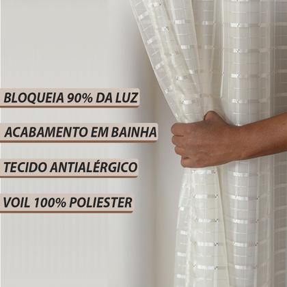 Imagem de Cortina Blackout Blecaute Longa Tecido com Voal Xadrez 5m