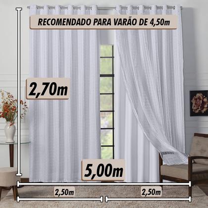 Imagem de Cortina Blackout Blecaute Longa Tecido com Voal Xadrez 5m