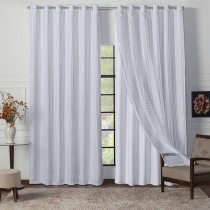 Imagem de Cortina Blackout Blecaute Longa Tecido com Voal Xadrez 5m