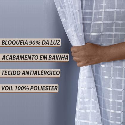 Imagem de Cortina Blackout Blecaute Longa Tecido com Voal Xadrez 5m