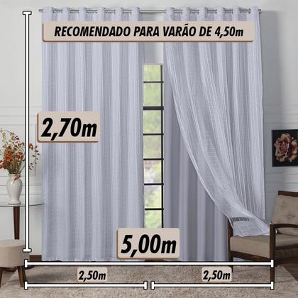 Imagem de Cortina Blackout Blecaute Longa Tecido com Voal Xadrez 5m