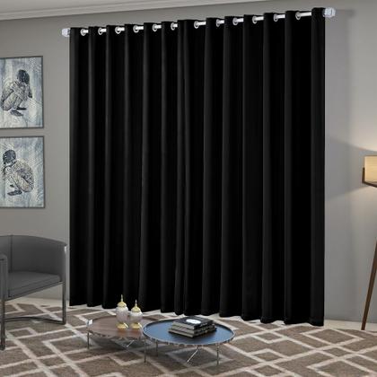 Imagem de Cortina Blackout Blecaute Quarto Sala em Tecido 3,00m x 2,50m com Ilhós Cromado Solaris