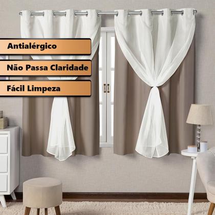 Imagem de Cortina Blackout Com Voil 2 Metros PVC 2,20x1,30 Para Varão