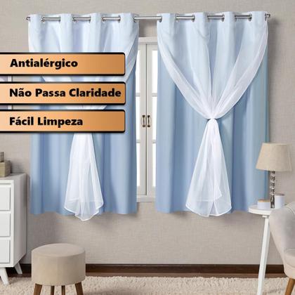 Imagem de Cortina Blackout Com Voil 2 Metros PVC 2,20x1,30 Para Varão
